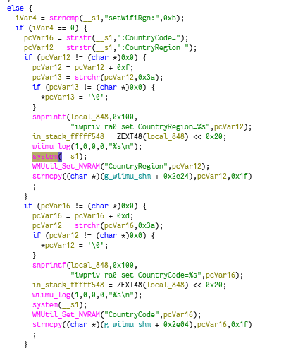 Screenshot of suspicious system call